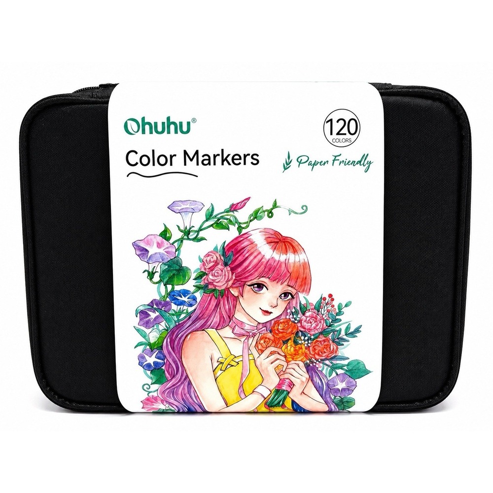 Ohuhu 120 Colors Art Markers Set Paper Friendly Dual Tip Marker Case Bag